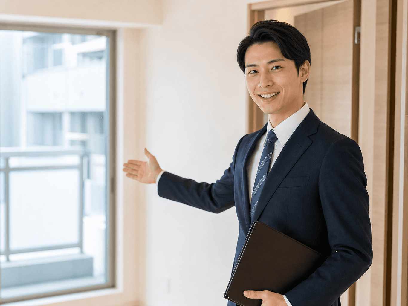 内見で部屋を案内する営業担当者 - Real Estate Agent Showing an Apartment