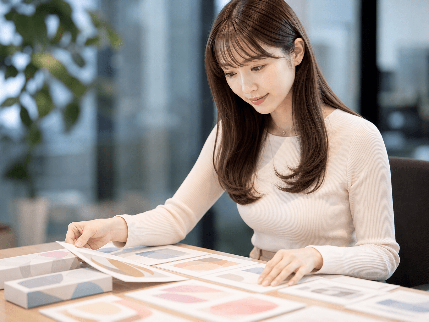 パッケージ案を検討するデザイナー - Designer Reviewing Product Package Concepts