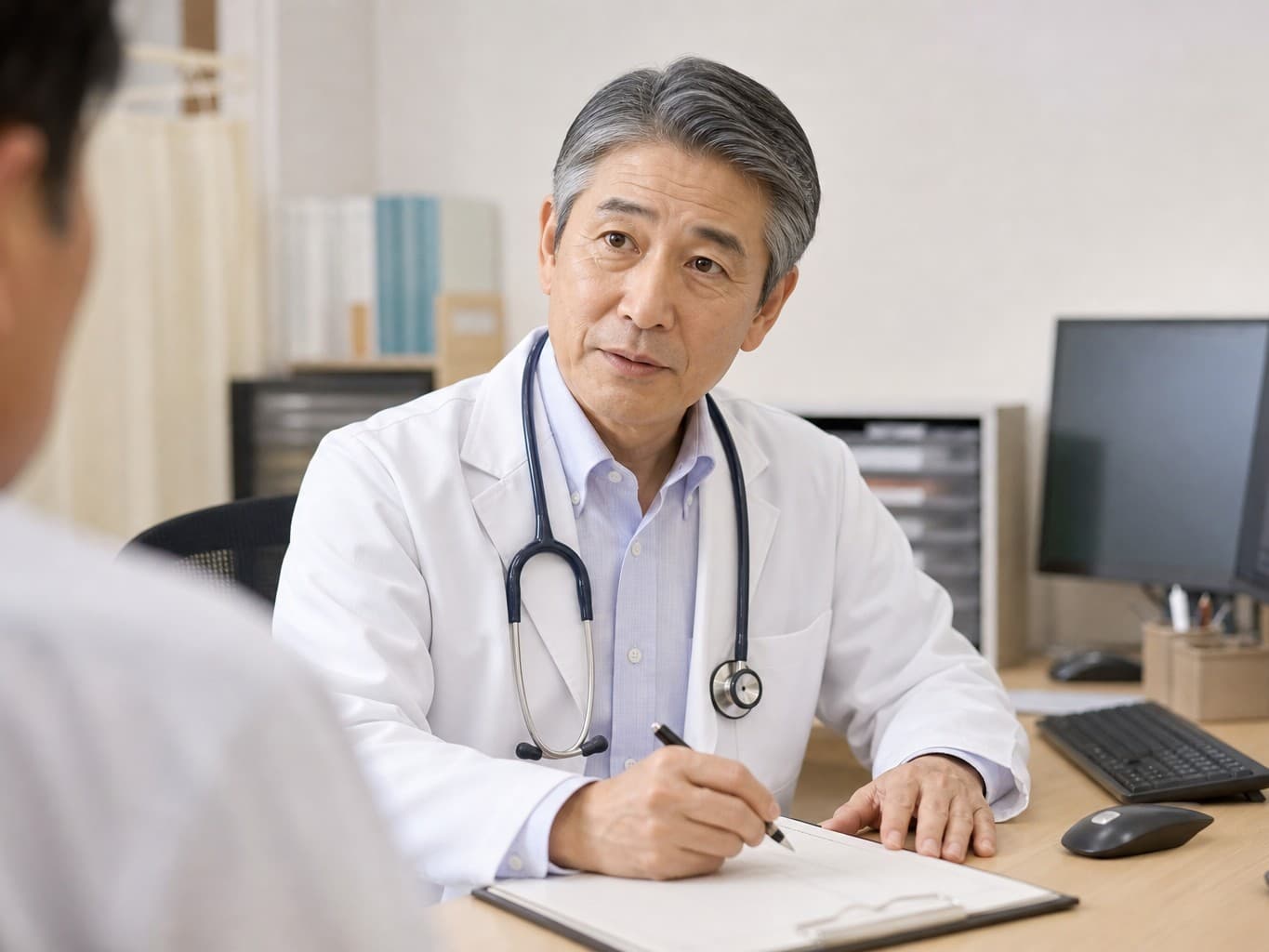 患者の話を聞きながら診察する内科医 - Internist listening to a patient during a consultation
