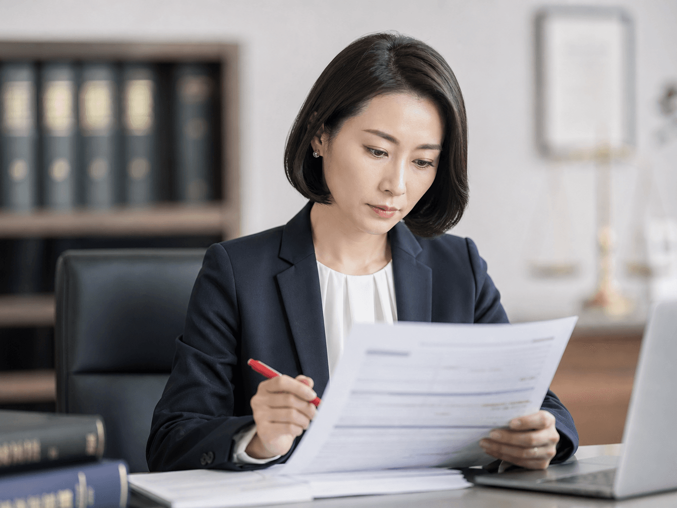 書類を確認する弁理士 - Patent Attorney Reviewing Documents