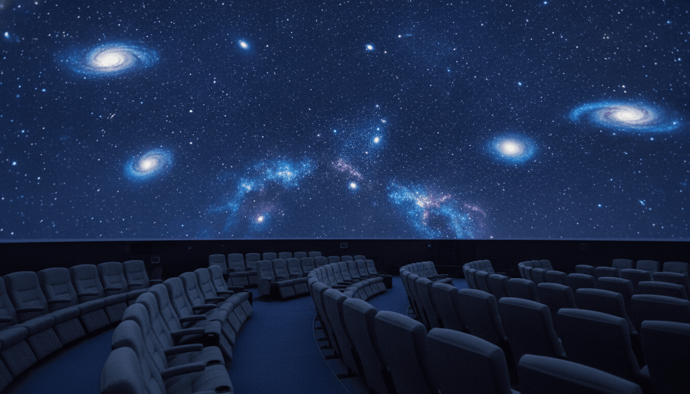 星空が投影されたプラネタリウムのドーム内