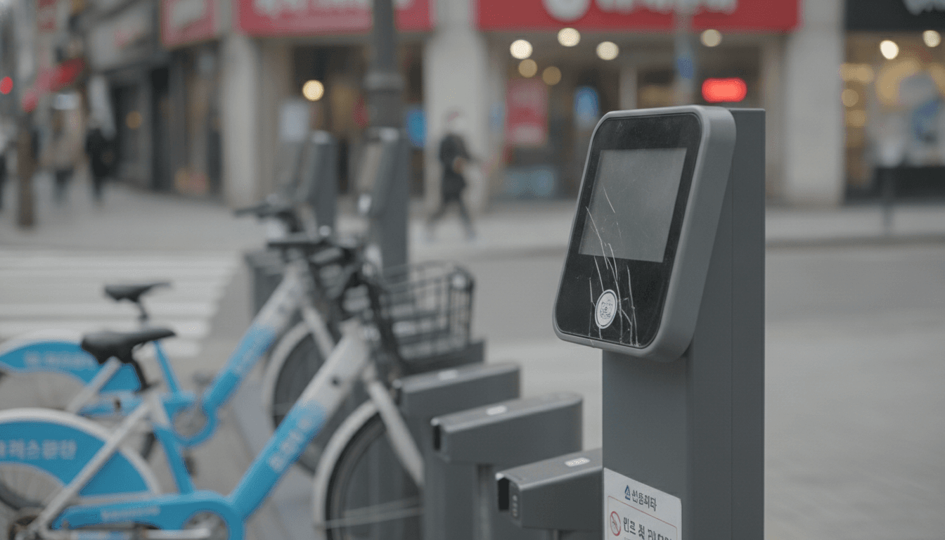 街角に設置されたシェアサイクルステーション