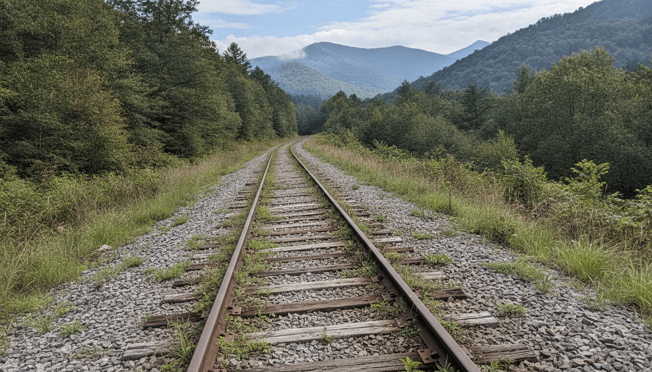 山間部を走るローカル線の線路風景