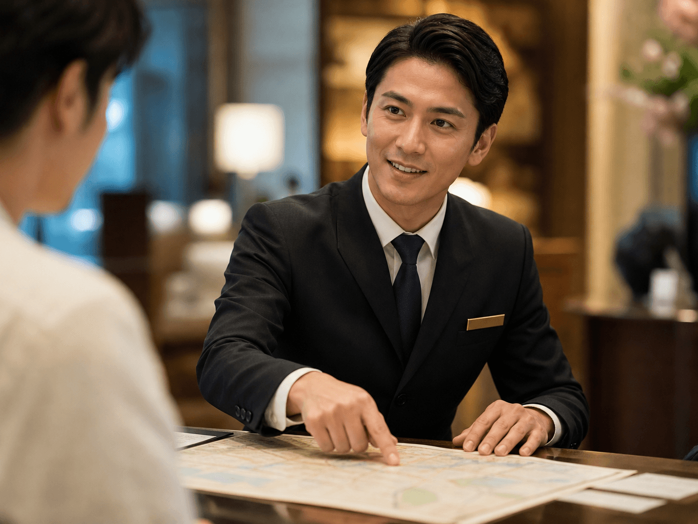 地図で道案内するコンシェルジュ - Hotel Concierge Giving Directions with a Map