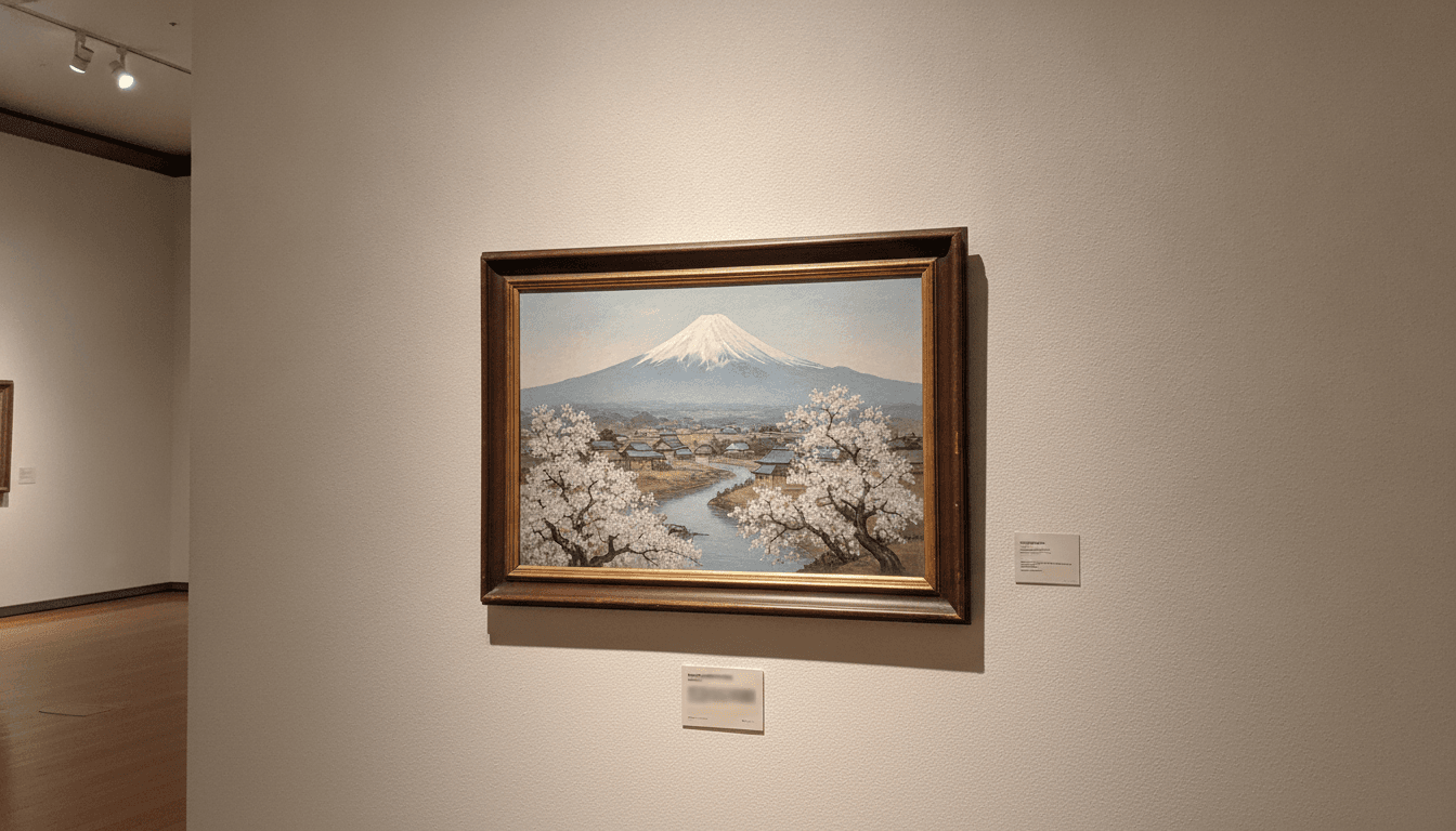 美術館の展示室に静かに飾られた絵画