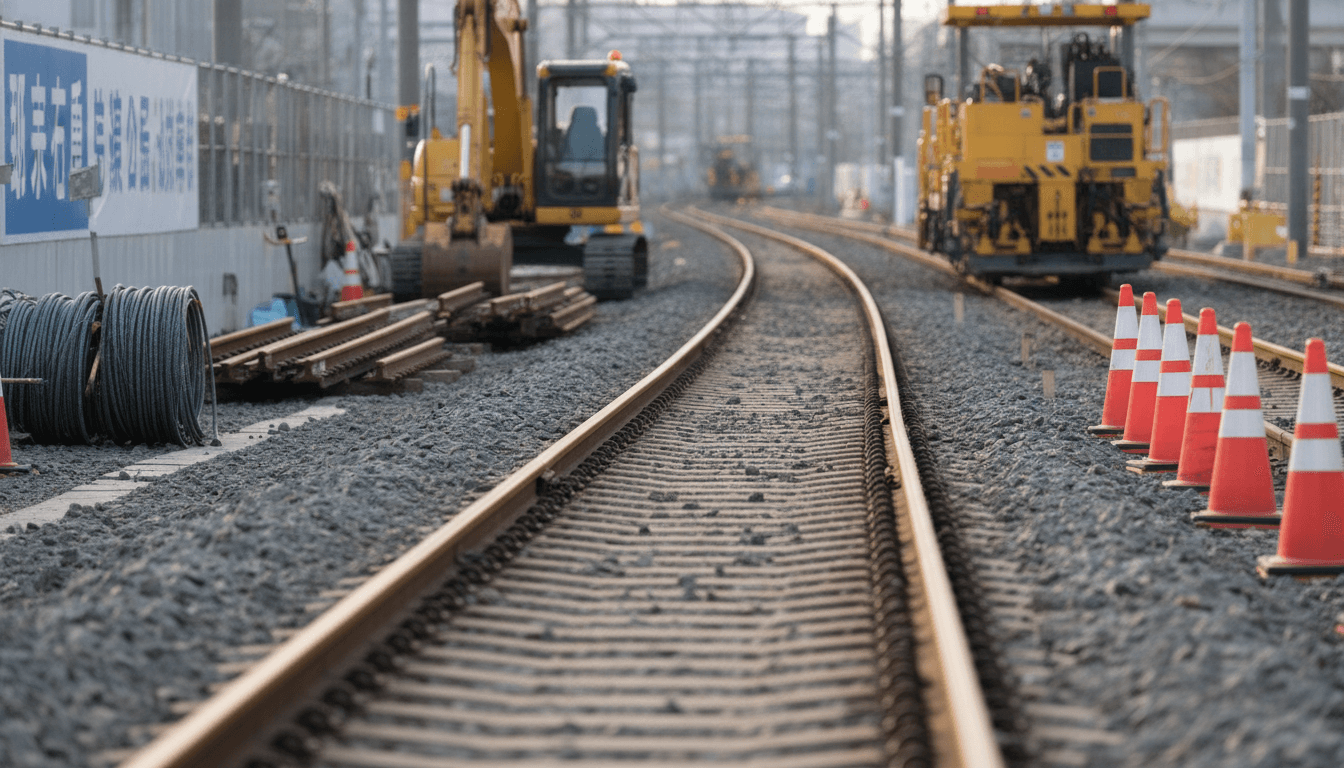 鉄道の線路工事現場