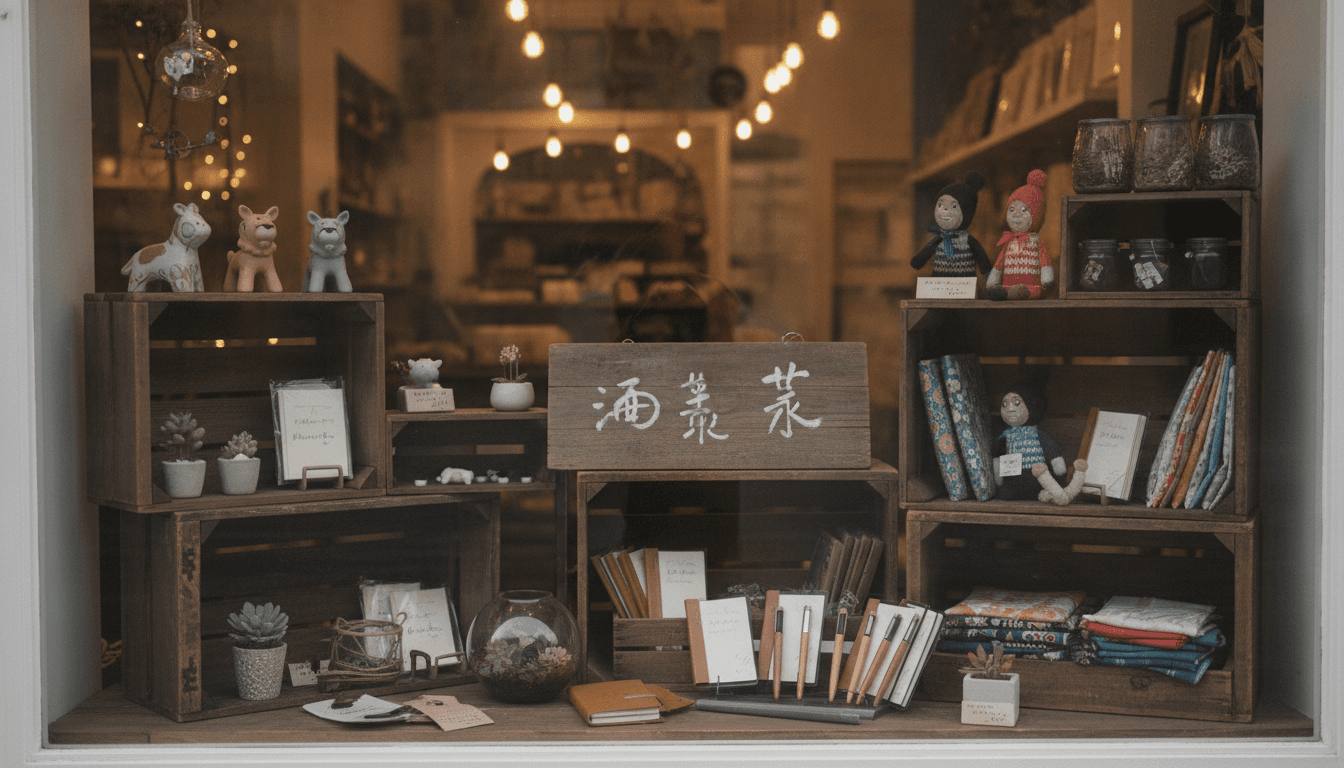 雑貨店のショーウィンドウディスプレイ