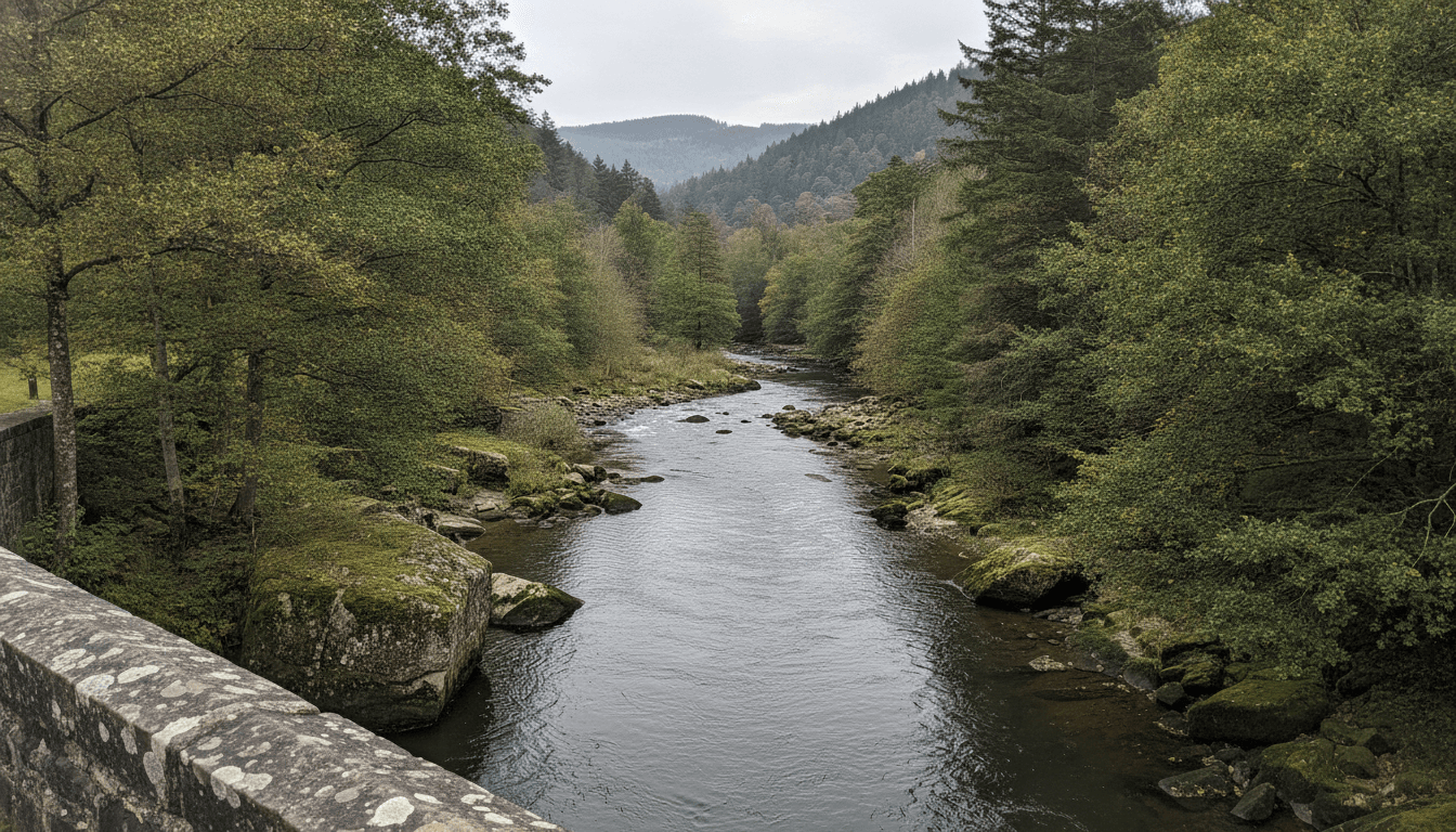 橋の上から見下ろす川の流れと風景