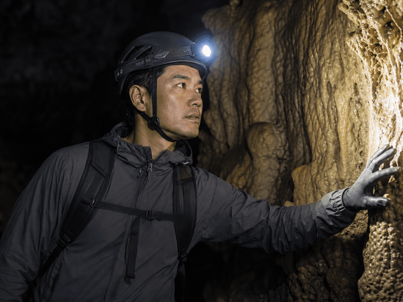 洞窟探検を案内するケイビングガイド - Caving Guide Leading an Underground Tour
