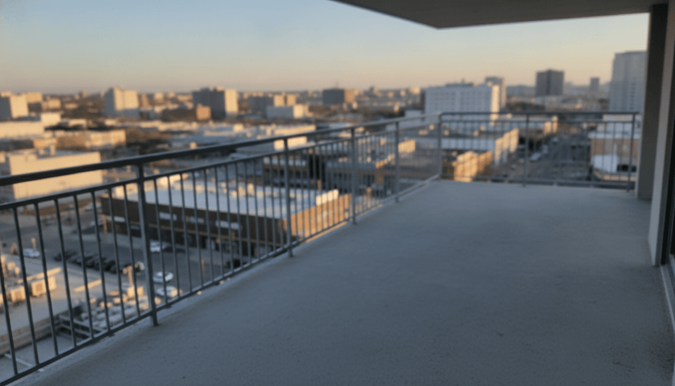 完成間近のマンションバルコニーからの眺め