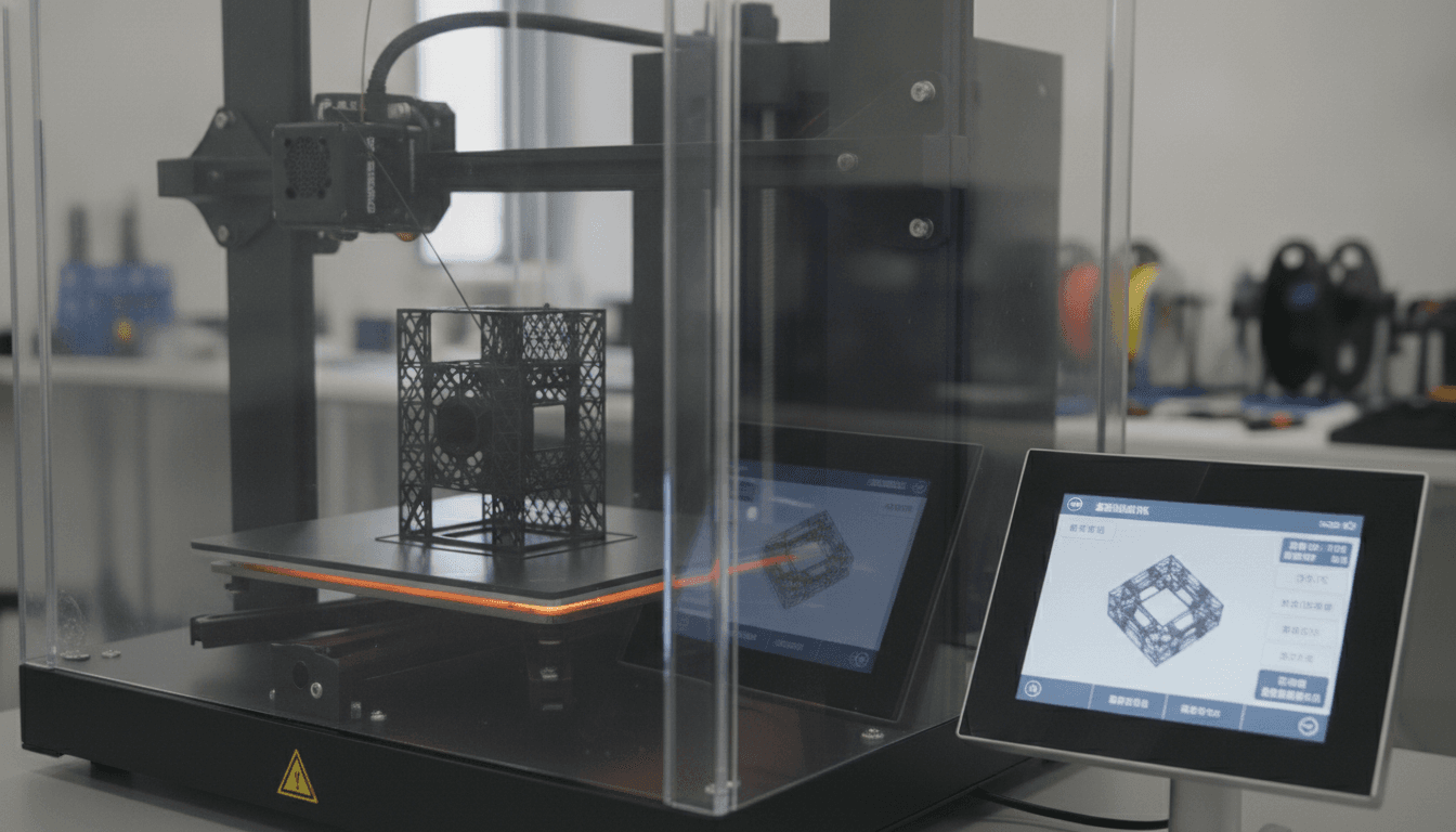 3Dプリンターで造形中の機械パーツ
