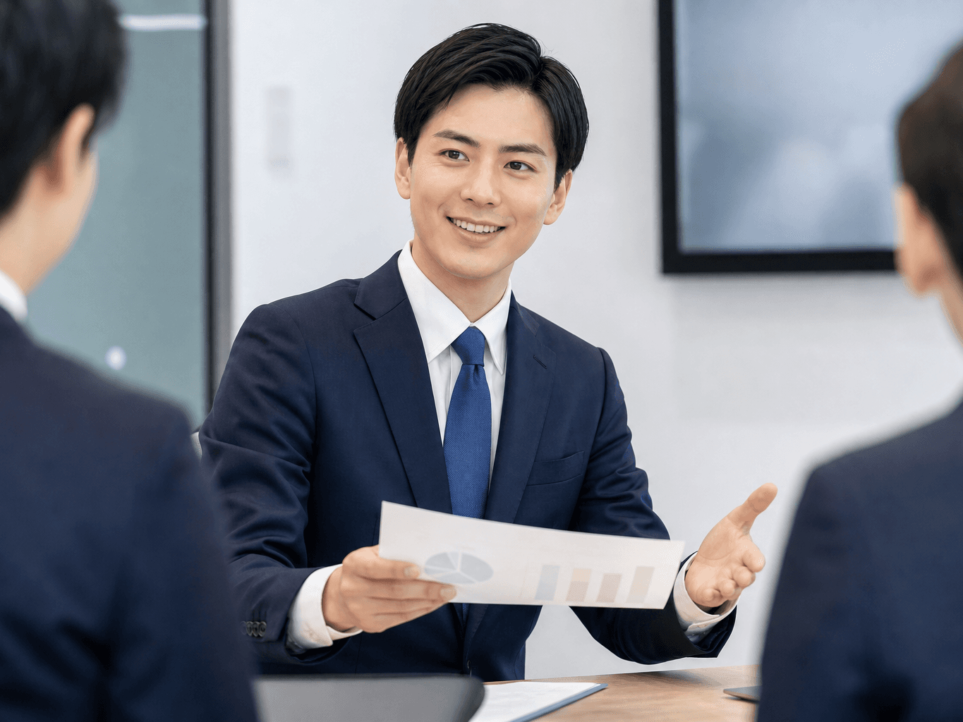商談相手に微笑むビジネスパーソン - Businessperson smiling at a client