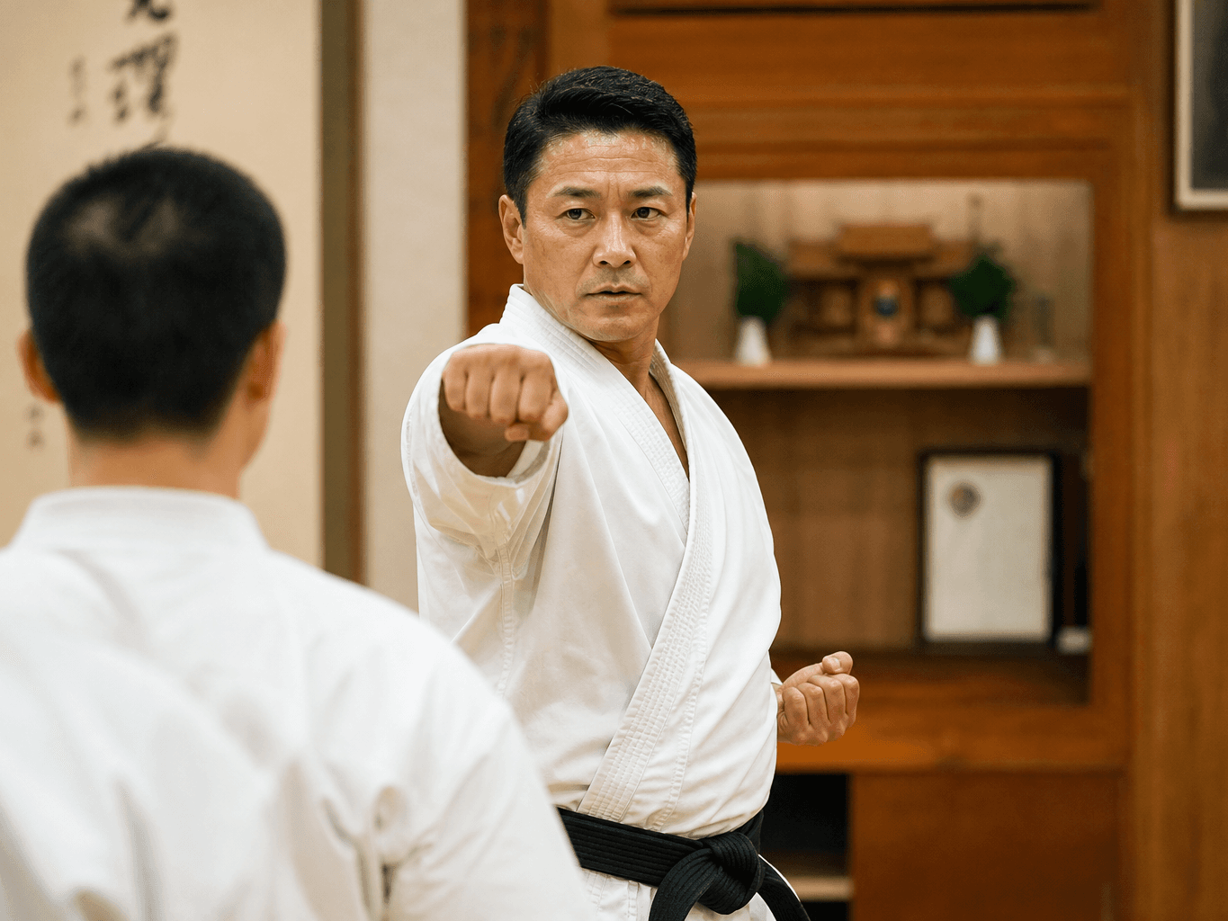 道場で指導をする空手師範 - Karate Instructor Teaching at a Dojo