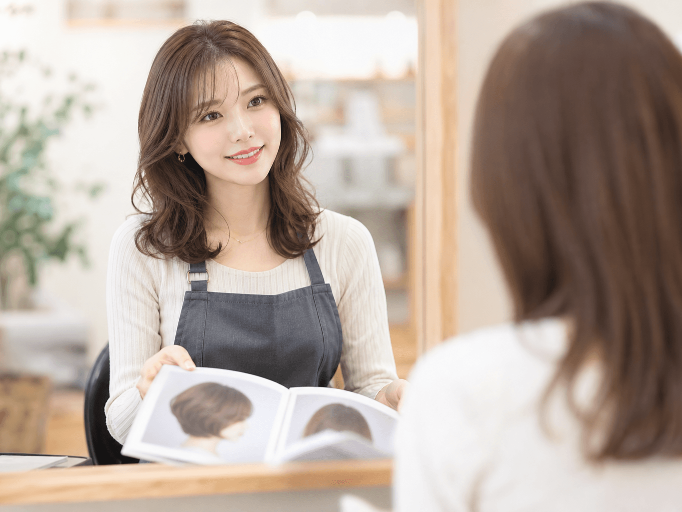 美容室でカウンセリングをする美容師 - Hairdresser Consulting a Client on a Hairstyle