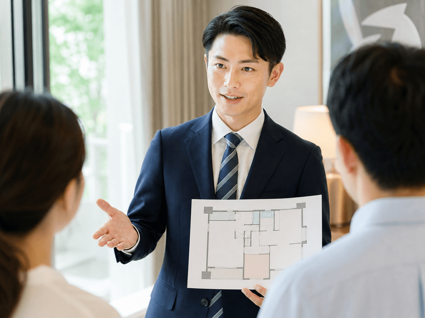モデルルームで説明をする営業担当者 - Real Estate Agent Explaining a Show Room