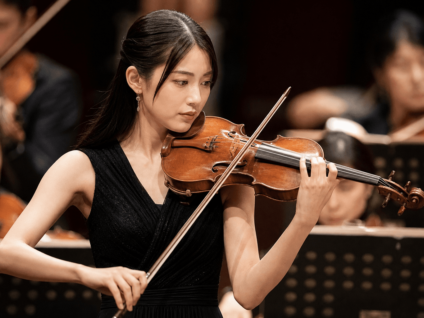コンサートでバイオリンを演奏する奏者 - Violinist Performing with an Orchestra