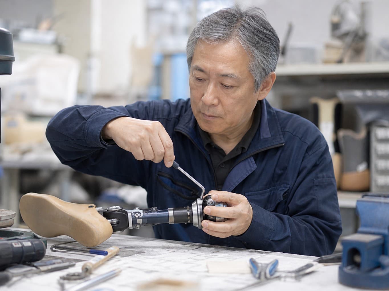 義足を調整する義肢装具士 - Prosthetist adjusting a prosthetic leg